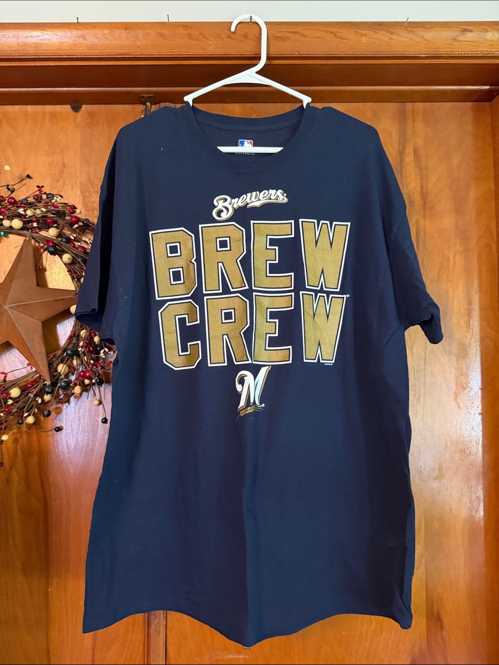 Genuine Merchandise Brewers "Brew Crew" Navy and Gold Short Sleeve Tee